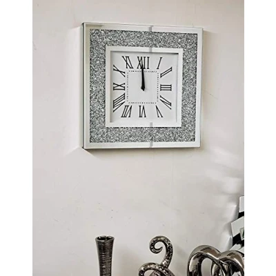 Image of Elegant Luxury Wall Clock Diamante Glass Large Home Living Room Decoration (40CM x 40CM)