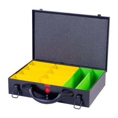 Image of DJM Direct Metal Storage Screw Fixing Organiser Tool Compartment Box Case Black (Small (330 x 220 66mm))