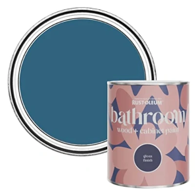 Image of Rust Oleum Blue Moisture Resistant Bathroom Wood and Cabinet Paint in Gloss Finish Cobalt 750ml
