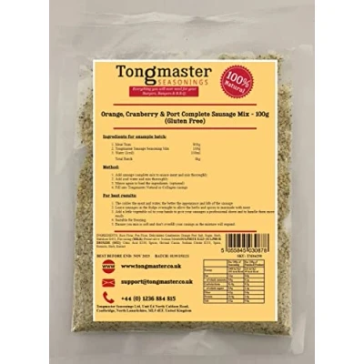Image of Orange, Cranberry and Port Complete Sausage Mix 100g (this pack makes a 1kg batch) GLUTEN FREE
