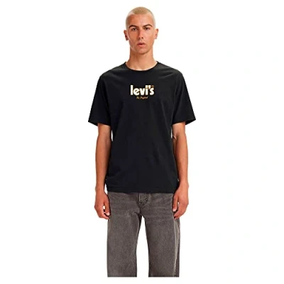Image of Levi&#039;s Men&#039;s Ss Relaxed Fit Tee T Shirt, Holiday Poster Caviar, S