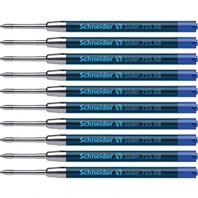 Image of Schneider« Slider 755 Blue Extra Broad Ballpoint Ink Refills with ViscoGlide« System 2/pk