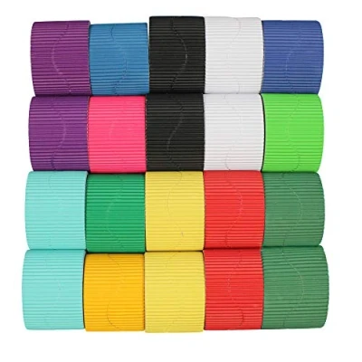 Image of Bright Ideas Wavy Corrugated Border Rolls School Displays Arts and Crafts, Box of x 20 Colour Rolls,10cm 7.5m 80gsm, 13 Assorted Colours including Black, White, Red Emerald Green. BI7898.