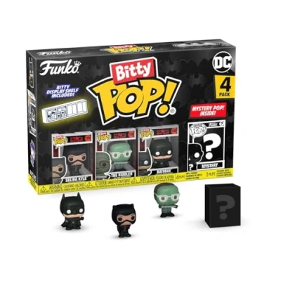 Image of Funko Bitty Pop! Batman 85th Catwoman 4PK and A Surprise Mystery Mini Figure 0.9 Inch (2.2 Cm) DC Comics Collectable Stackable Display Shelf Included Gift Idea Party Bags Stocking