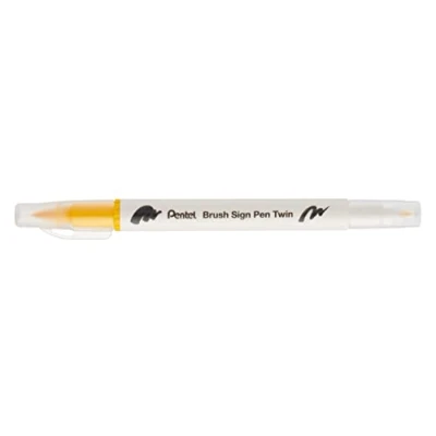 Image of Pentel Brush Sign Pen Twin Tip Yellow Pack of 10