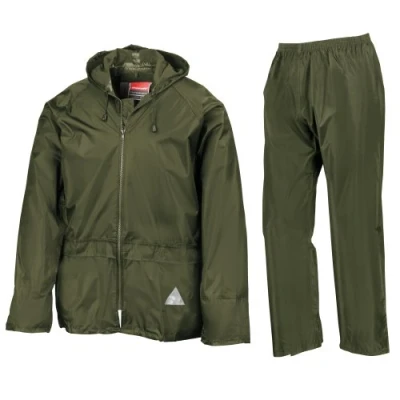 Image of Result Mens Heavyweight Waterproof Rain Suit (Jacket &amp; Trouser Suit) (XL) (Olive)