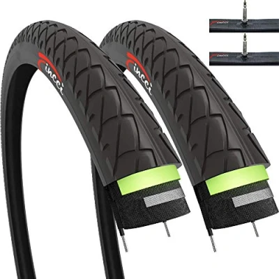 Image of Fincci set Pair 26 x 1.95 Inch 50 559 Slick tyres with Presta Inner Tubes and 3 mm Antipuncture Protection for Cycle Road Mountain MTB Hybrid Bike Bicycleб of 2 tubes2