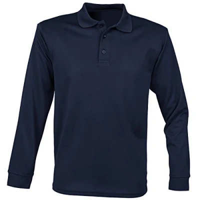 Image of Henbury Long Sleeve Coolplus Polo Shirt Navy XL