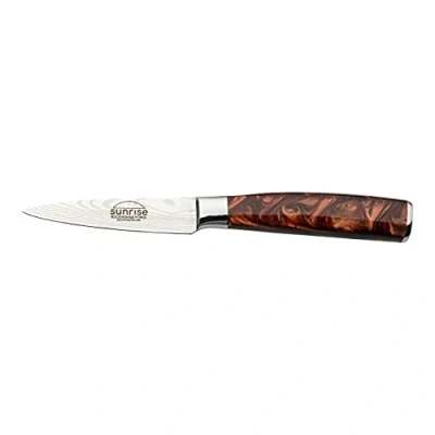 Image of Rockingham Forge Sunrise Collection 3.5&quot; Paring Knife, Stainless Steel with Resin Handles, Amber Brown RF 2101BR