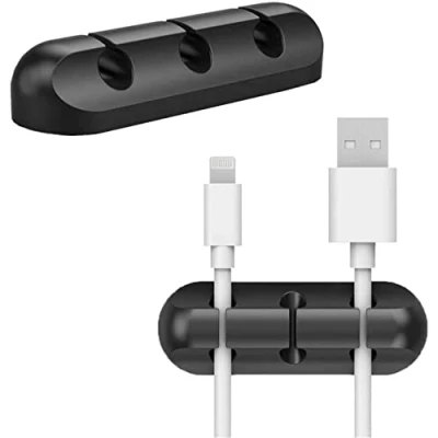 Image of Cable Clips Cord Management Organizer, Adhesive Hooks, Wire Holder for Power Cords and Charging Accessory Cables, Mouse Cable, PC, Office Home (3k)
