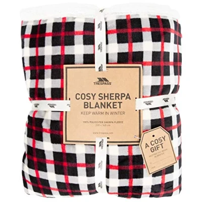 Image of Trespass Sherpa Blanket 200cm x 140 Fleece Gift Packaging Vallon