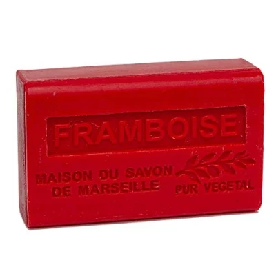 Image of Maison du Savon de Marseille French Soap made with Organic Shea Butter Raspberry Fragrance 125 Gram Bar