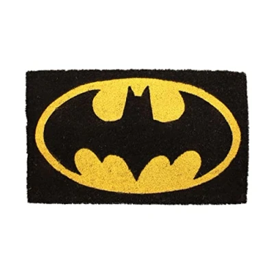 Image of SD Toys Batman Coir Entrance Mat Non Slip Black and Yellow 73x43cm