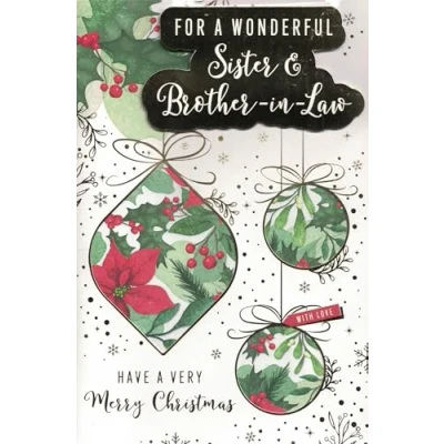 Image of Sister and Brother in Law Christmas Card, Festive Xmas Decorations Design, 23 x 15 cm