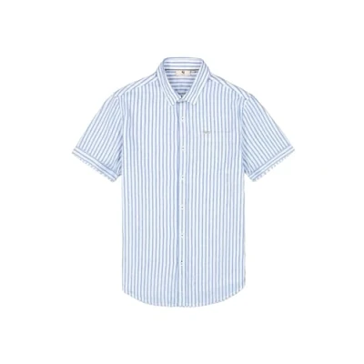 Image of Garcia Men&#039;s Shirt Short Sleeve, Stripe Blue, XXL
