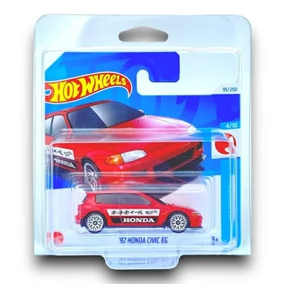 Image of Hot Wheels &#039;92 Honda Civic EG (Red) 4/10 HW J Imports 2024 95/250 (Short Card) COMES IN A GENUINE KLAS CAR KEEPER PROTECTOR CASE HTC43