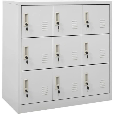 Image of vidaXL Locker Cabinet with Modern Design, Light Grey Steel Storage Organiser, Easy to Clean Locks, Suitable for Schools and Offices 90x45x92.5 cm