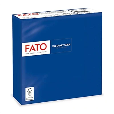 Image of FATO Pack of 50 Disposable Napkins, Ideal for Lunch and Buffets, Size 33 x 33, 4 2 Ply, Paper, cellulose, Midnight Blue, 33x33