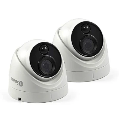 Image of Swann Add On DVR Dome Security Cameras with 4K Ultra HD Video, Indoor or Outdoor, Night Vision plus True Detect Heat &amp; Motion Detection 2 Pack, 4KDOMEPK2