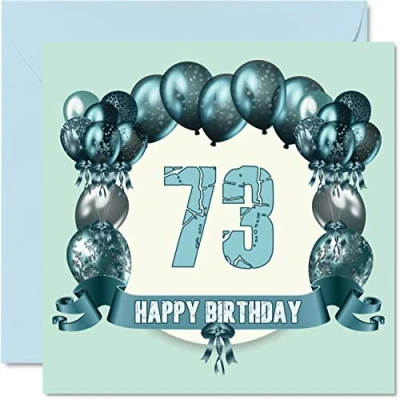 Image of Fun 73rd Birthday Cards for Men Balloons Happy Card Dad Uncle Gran Grandpa Auntie Great Grandad Grandma Mum Nanny, 145mm x Greeting Cards,