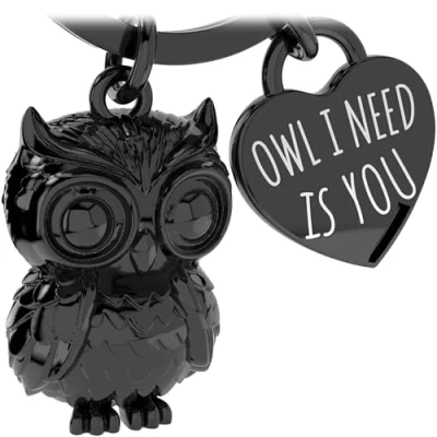 Image of LANOLU Keyring Owl, Owl Gifts, Courage Gift, Lucky Charm Friendship I Need Is You, Metal Figurine