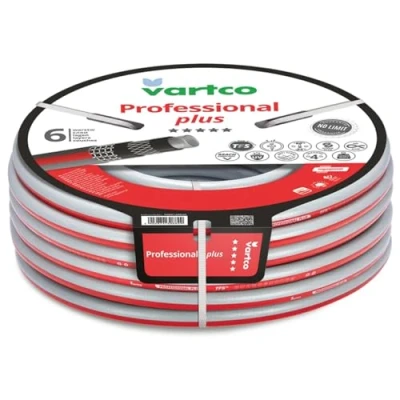 Image of Vartco Professional Plus 6 Layer Water Hose, Drinking Food Anti Twist Garden Irrigation, Flexible UV Resistant, 30 Bar (1/2 Inch 50), Red/Grey