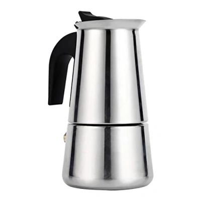 Image of Jenngaoo Espresso Coffee Maker, 2/4/6/9 Cups Portable Stainless Steel Moka Pot Italian Shot Maker for Gas, Stovetop and Induction Cookers(2 100ml)