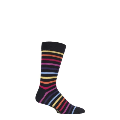 Image of 1 Pair Chasing Rainbows Striped Colour Burst Bamboo Socks with Smooth Toe Seams Unisex 12 14 Mens SOCKSHOP