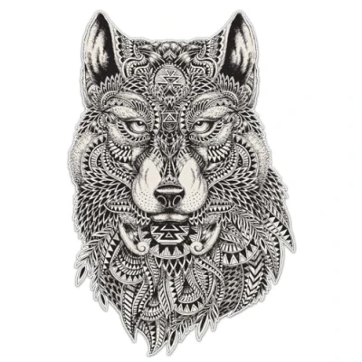 Image of Pack of 4 Patterned Wolf Vinyl Decal Sticker Car Wall Laptop Scrapbook Campervan Caravan Bumper Window