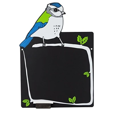 Image of Chalkboards UK Colourful Bird Chalkboard with Tray ancd Halk, Wood, Black, 295 mm x 421