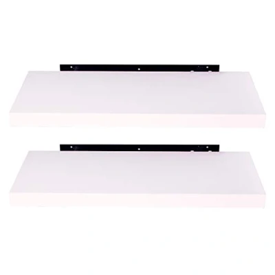 Image of EUGAD Pack of 2 Floating Shelves Wall Corner Storage Invisible Mounting Bookshelves White 40cm Long