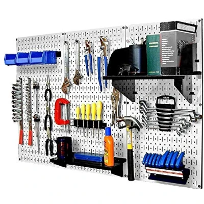 Image of Wall Control 30 WRK 400WB Standard Workbench Metal Pegboard Tool Organizer,White/Black