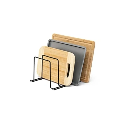 Image of simplywire Baking Tray and Chopping Board Rack Pan Storage Kitchen Cupboard Organiser Black