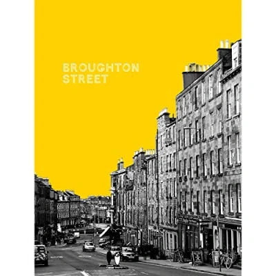 Image of Wee Blue Coo Edinburgh Broughton Street Yellow Large Wall Art Print 18X24