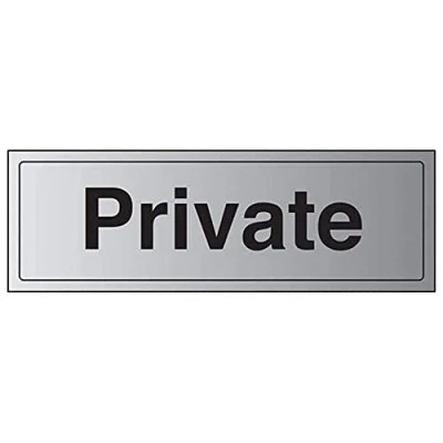 Image of V Safety General Door Private Sign 300mm x 100mm Self Adhesive Alu Effect