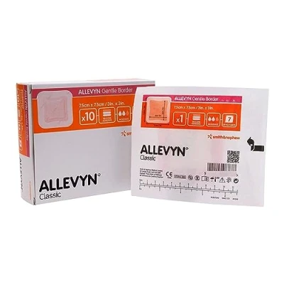 Image of Allevyn Gentle Foam Border Dressing Pads (10 pieces) 7.5x7.5cm/3in.x3in