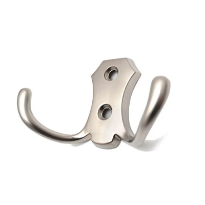 Image of 1 x Double Coat Hanger Hook Door Wall Bath BK24 Satin