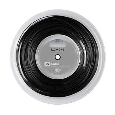 Image of Luxilon Tennis Racket String, Savage 127, 200 m Roll, Black, 1.27 mm, Unisex, WRZ902100