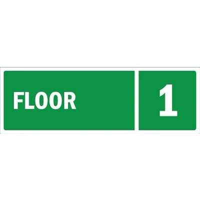 Image of Floor level 1, green emergency sign 1mm flexible Plastic (150mm x 50mm)