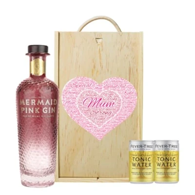 Image of Mother&#039;s Day Mermaid Pink Gin Gift Set with Fever Tree Tonics (70cl)