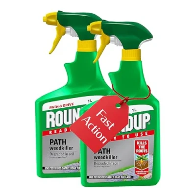 Image of Garden Fast Action Weed Killer Pack of 2 x 1L Ready To Use Path &amp; Drive Concentrate Weedkiller Sprayer Bundle with Topline Card. Extra Strong for Driveways, Paths