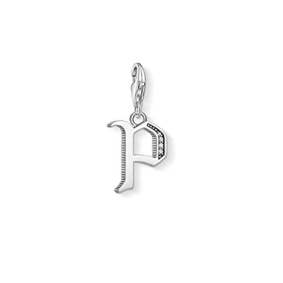 Image of Thomas Sabo Women Charm Pendant Letter A Z Club Blackened 925 Sterling Silver, P