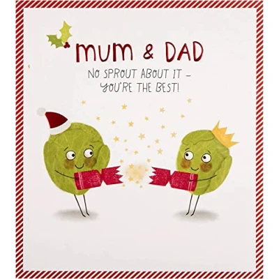 Image of Hallmark Christmas Card for Mum and Dad Funny Sprout Design
