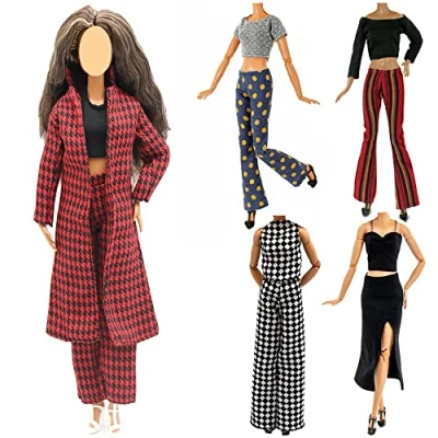 Image of Doll Clothes, Lance Home 5 Sets Fashion Outfits Autumn Dresses Spring clothes Sweater Pants Shoes Socks Bag For 29cm Dolls Accessories Baby Gifts (C)