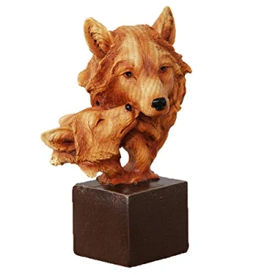 Image of Naturecraft Wood Effect Resin Statue Ornament Figurine Wolves