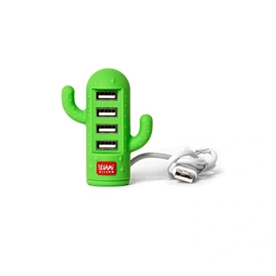 Image of Legami Mini USB Hub, 4 Ports, Cactus 6 x 7.3 cm, compatible with 1.0/1.1/2.0, Windows 2000/XP/7/8/10, MacOS from 8.5, Linux kernel 2.4, data synchronisation