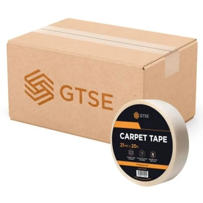 Image of GTSE 50 Rolls, Extra Strong Double Sided Carpet Tape, 21mm x 20m Heavy Duty Rug Tape for Home &amp; Professional Use Residue Free Removal, Multi Surface Adhesion