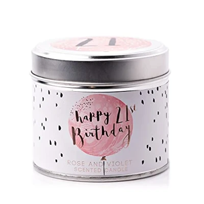 Image of Luxe 21st Birthday Scented Candle 35 Hours Burn Time for Ladies in Pink and Rose Gold