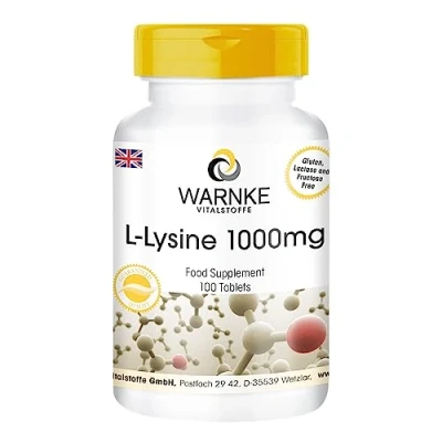 Image of Lysine Tablets 1000mg Vegan 100 Amino Acid Warnke Vitalstoffe German Pharmacy Quality