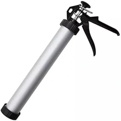 Image of Soudal Manual Sausage Foilpack Gun 400ml Tube Silicone Sealant Applicator Hand Caulking Cartridge Caulk Aluminium Ergonomic Guns Heavy Duty Adhesive Filler Foil